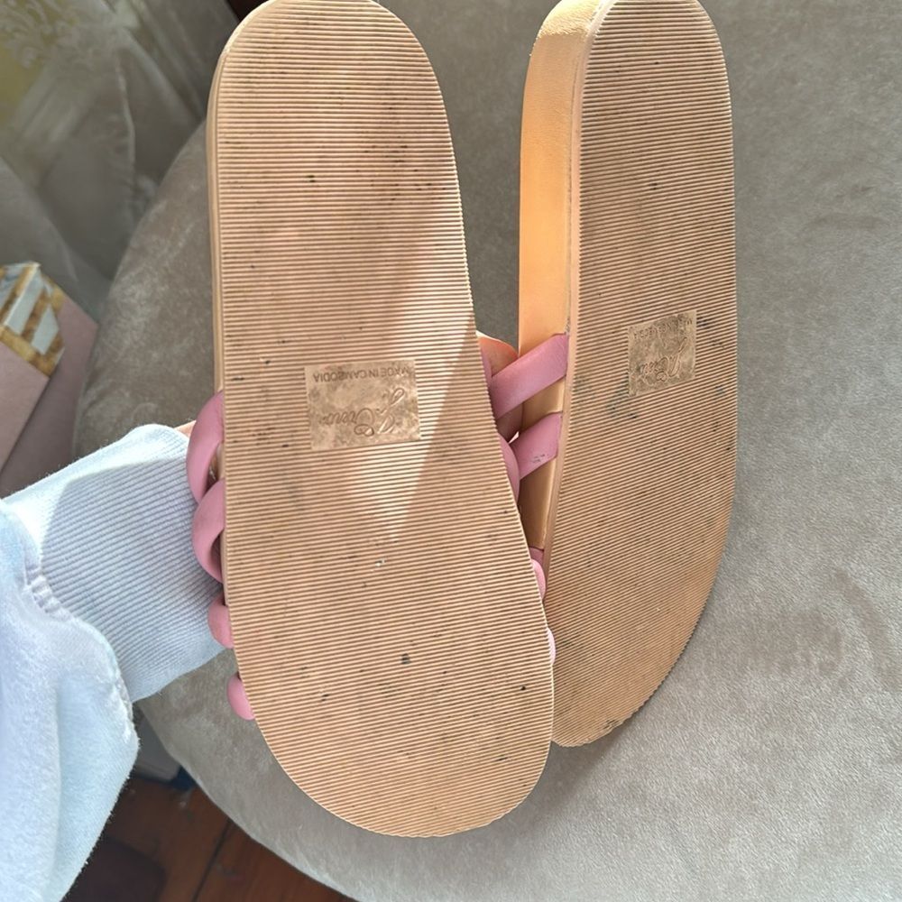 J. Crew Sz 9 Cream & Pink Slides - image 5